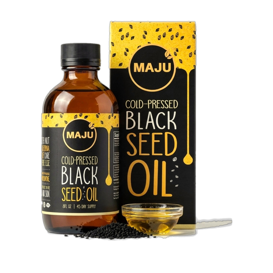 MAJU Black Seed Oil 8oz cold-pressed bottle